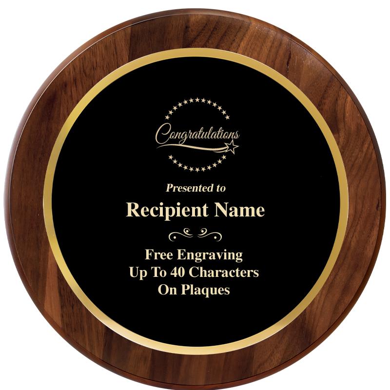 10" ROUND GENUINE WALNUT PLQ