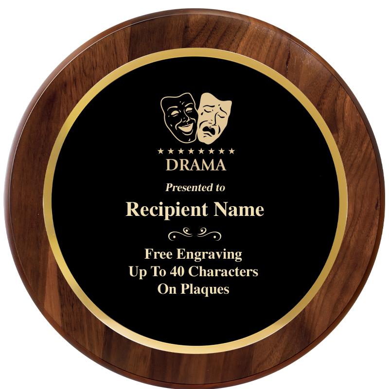 10" ROUND GENUINE WALNUT PLQ