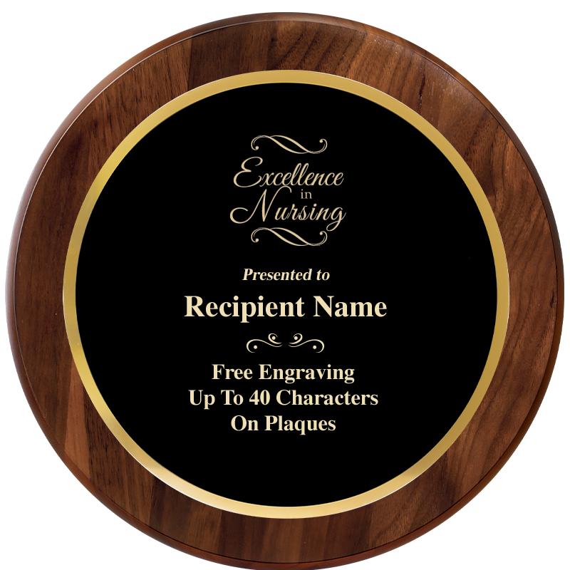 10" ROUND GENUINE WALNUT PLQ
