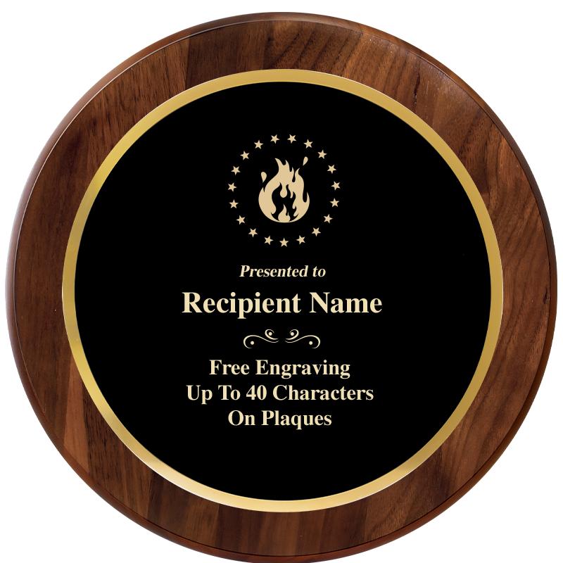 10" ROUND GENUINE WALNUT PLQ