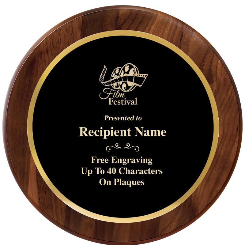 10" ROUND GENUINE WALNUT PLQ