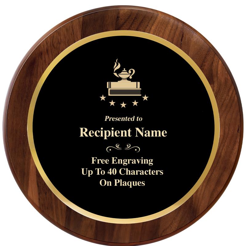 10" ROUND GENUINE WALNUT PLQ