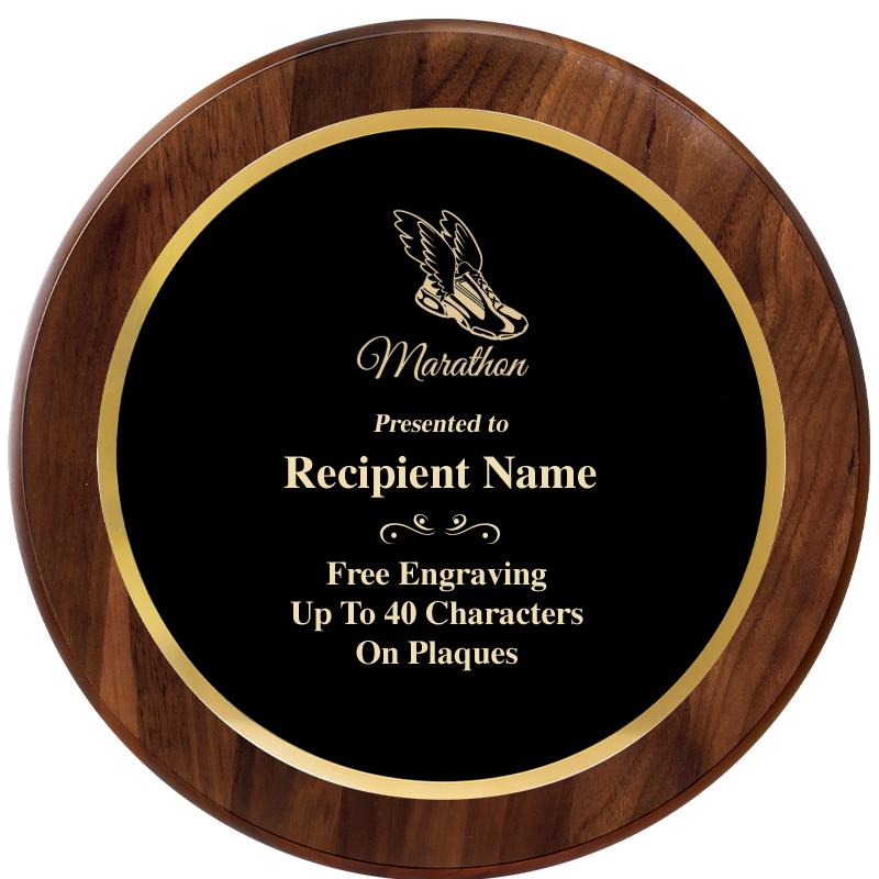 10" ROUND GENUINE WALNUT PLQ