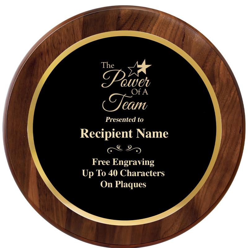 10" ROUND GENUINE WALNUT PLQ
