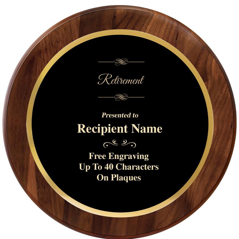 10" ROUND GENUINE WALNUT PLQ