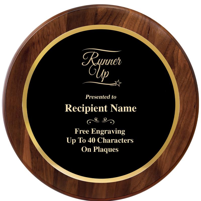 10" ROUND GENUINE WALNUT PLQ