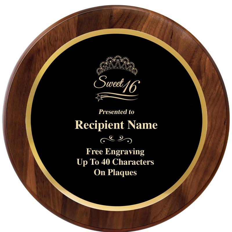 10" ROUND GENUINE WALNUT PLQ