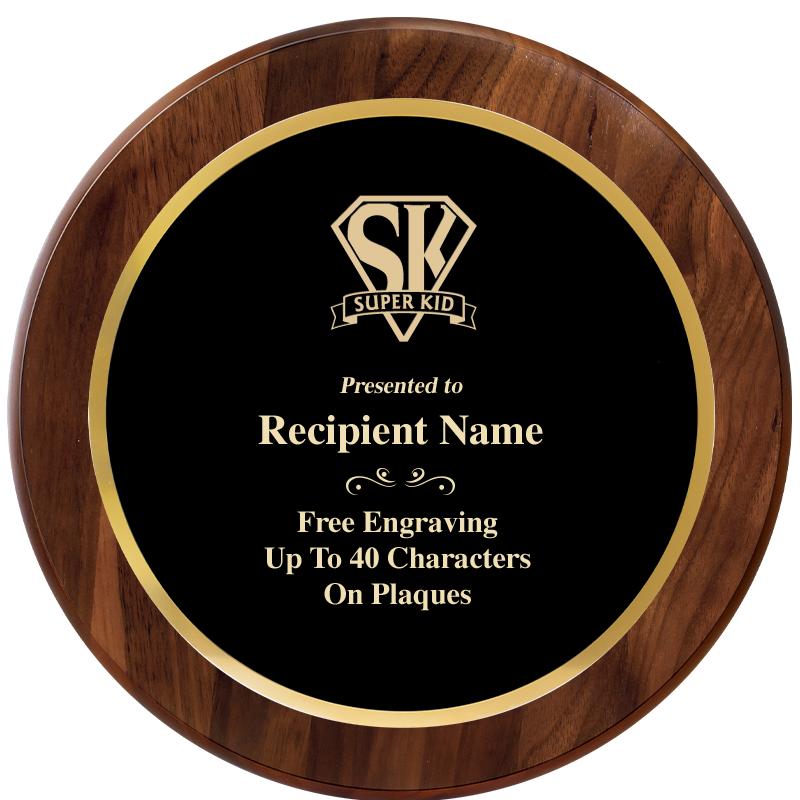 10" ROUND GENUINE WALNUT PLQ