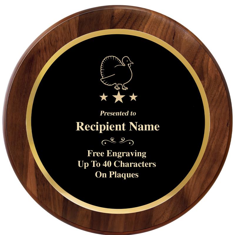 10" ROUND GENUINE WALNUT PLQ