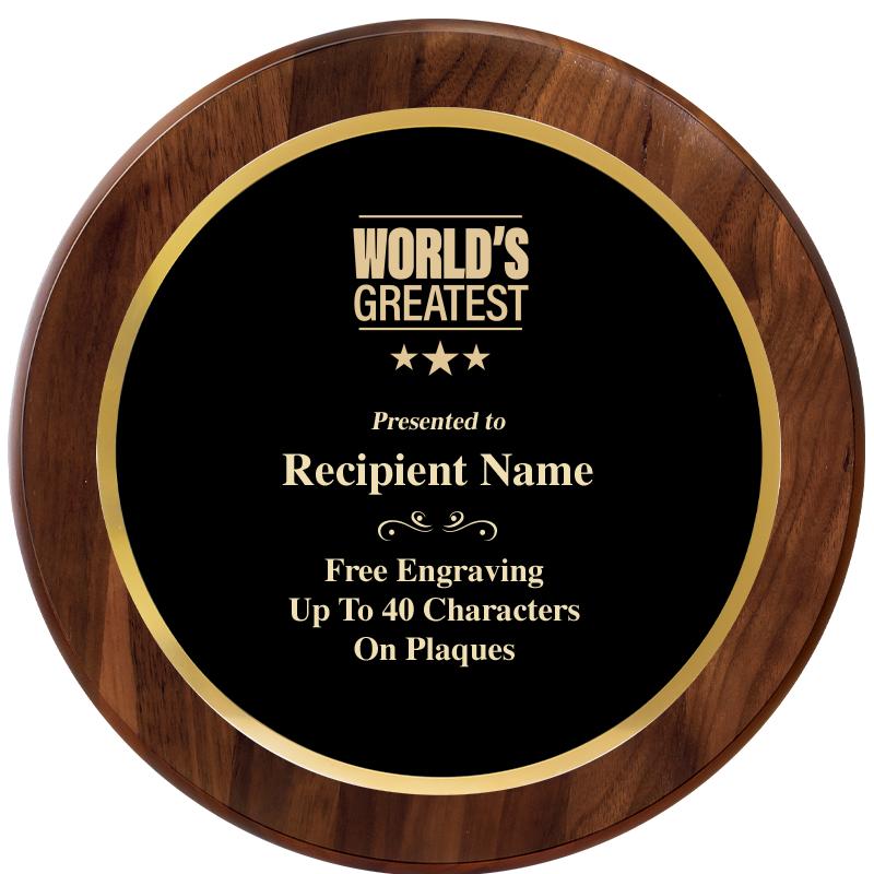 10" ROUND GENUINE WALNUT PLQ