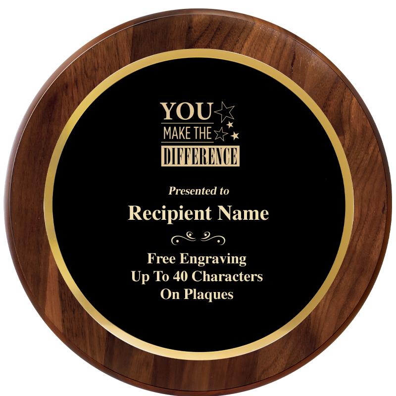 10" ROUND GENUINE WALNUT PLQ