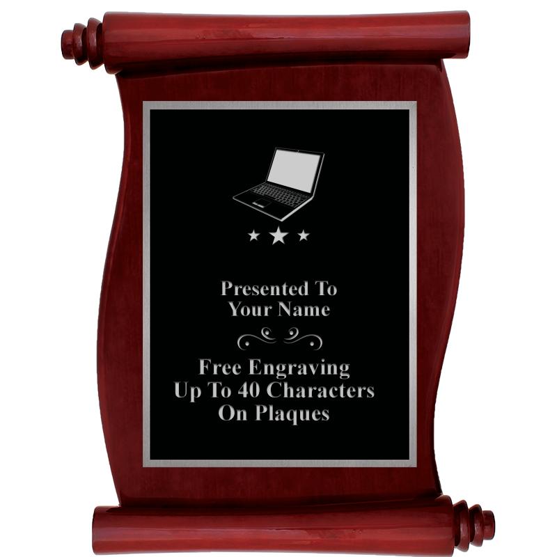 9.5X12 ROSEWOOD SCROLL PLQ SV