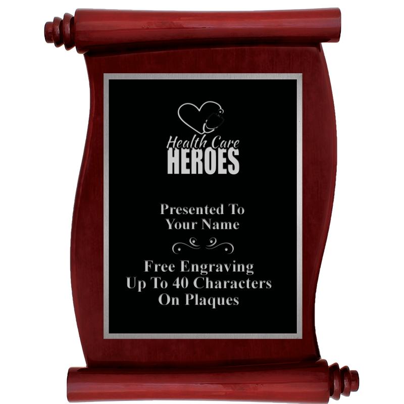 9.5X12 ROSEWOOD SCROLL PLQ SV