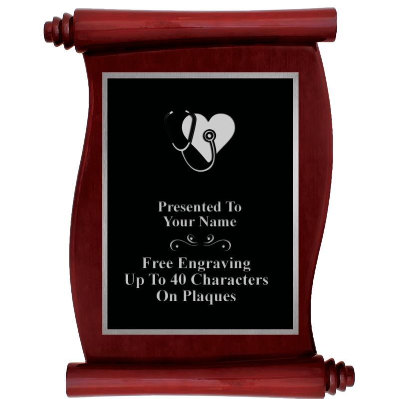 9.5X12 ROSEWOOD SCROLL PLQ SV