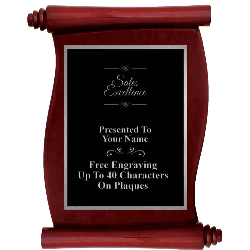 9.5X12 ROSEWOOD SCROLL PLQ SV