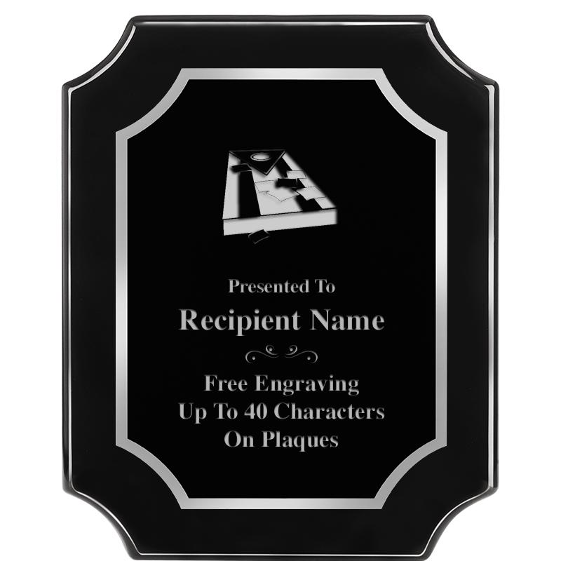 8X10 SCALLOPED EBONY SLV PLQ