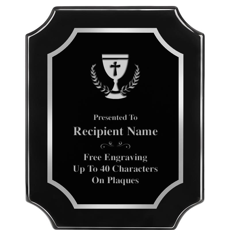 8X10 SCALLOPED EBONY SLV PLQ