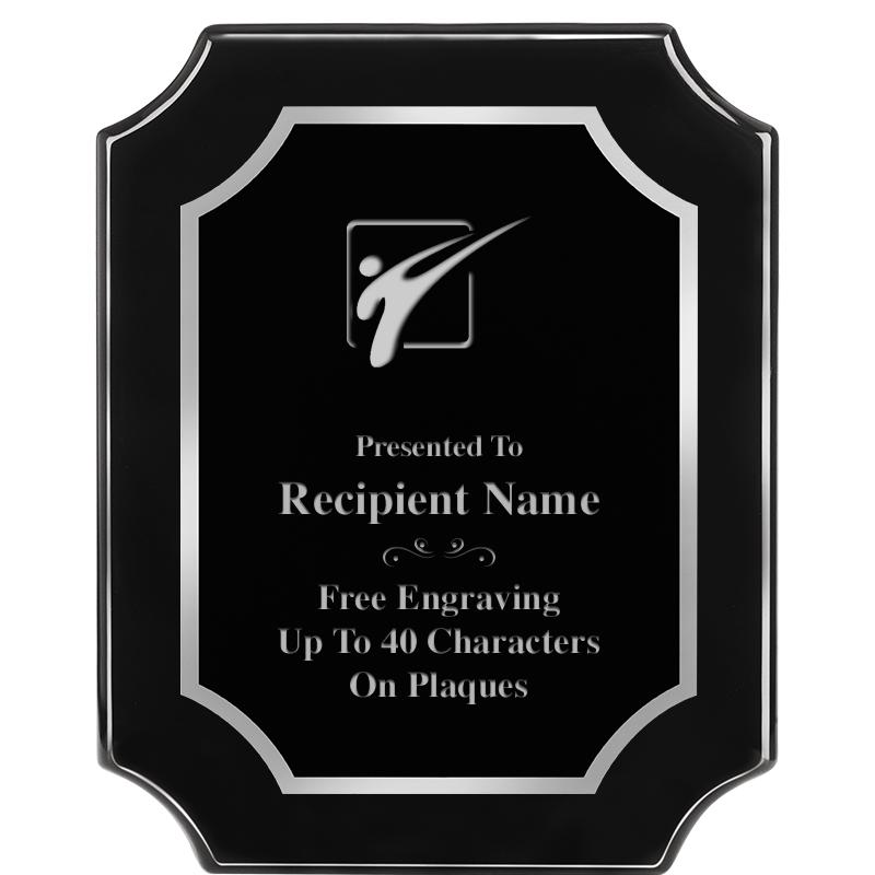 8X10 SCALLOPED EBONY SLV PLQ