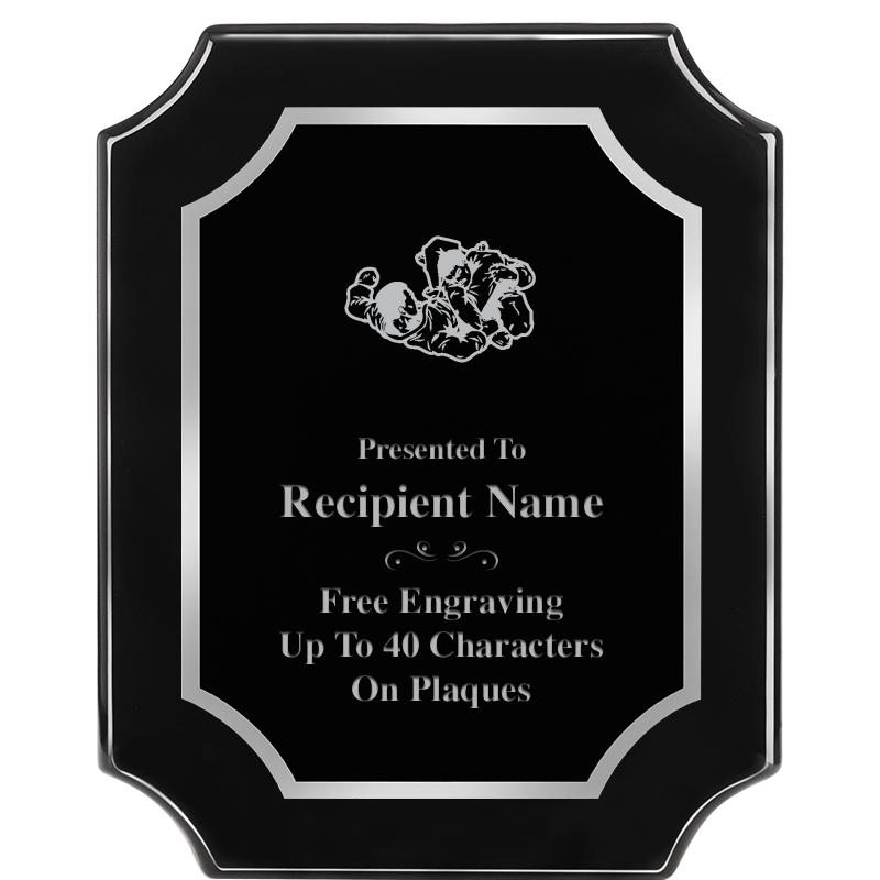 8X10 SCALLOPED EBONY SLV PLQ