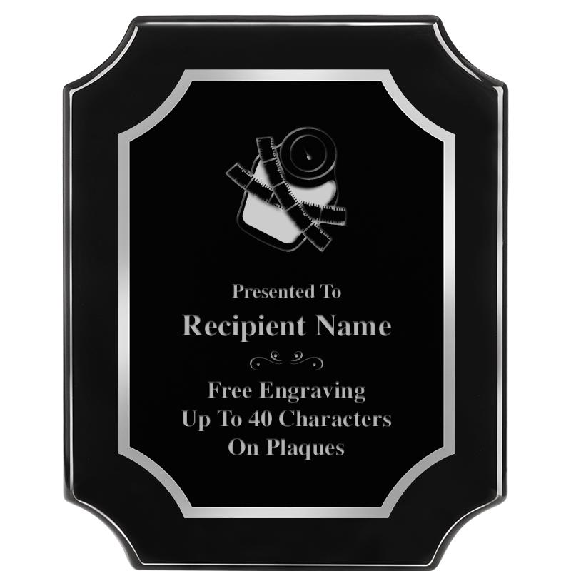 8X10 SCALLOPED EBONY SLV PLQ