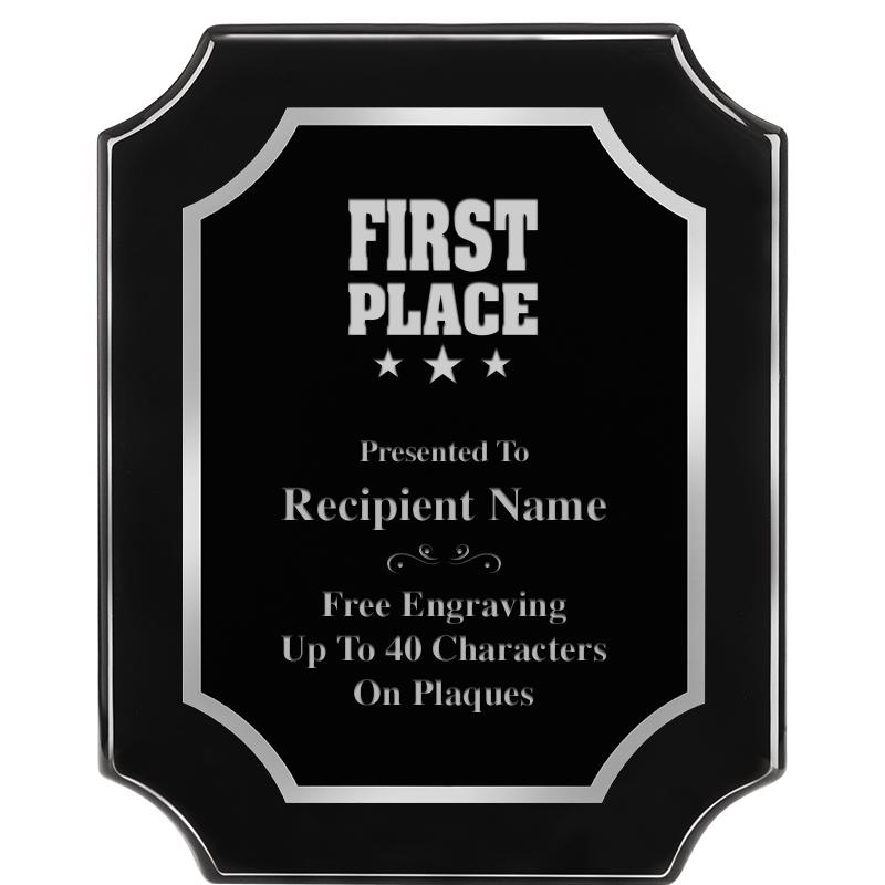 8X10 SCALLOPED EBONY SLV PLQ