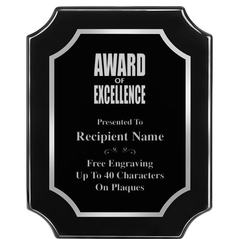 8X10 SCALLOPED EBONY SLV PLQ