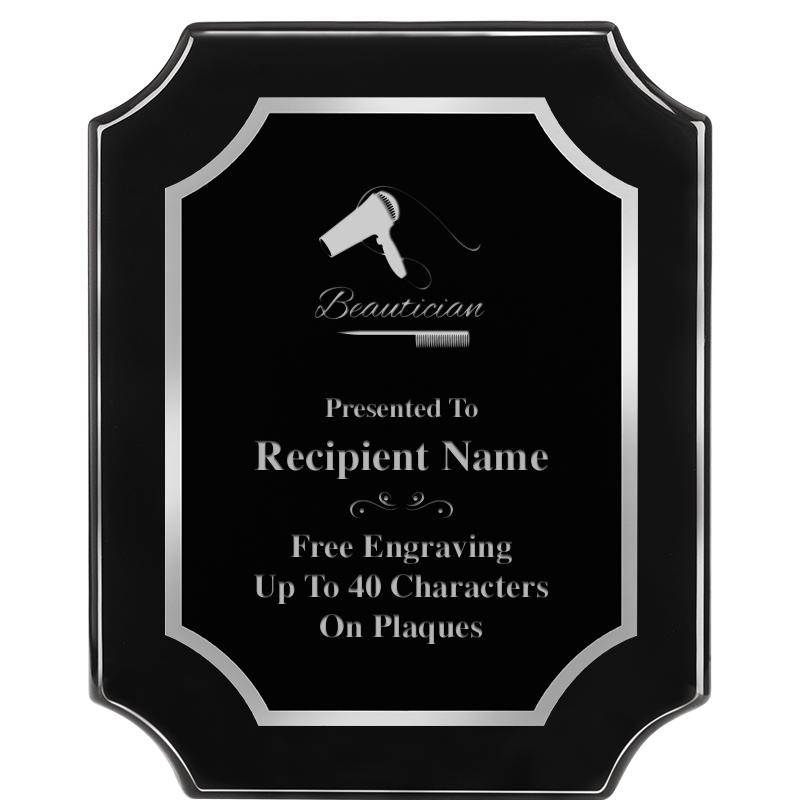 8X10 SCALLOPED EBONY SLV PLQ