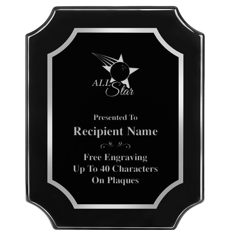 8X10 SCALLOPED EBONY SLV PLQ