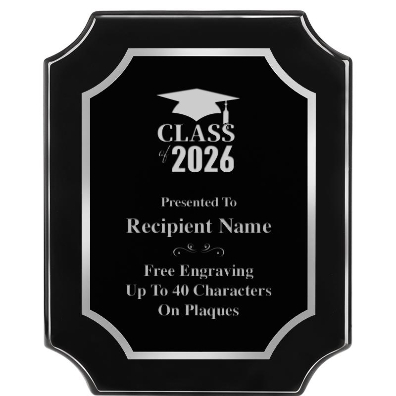 8X10 SCALLOPED EBONY SLV PLQ