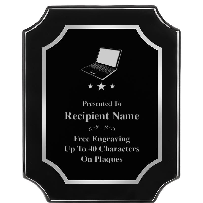 8X10 SCALLOPED EBONY SLV PLQ