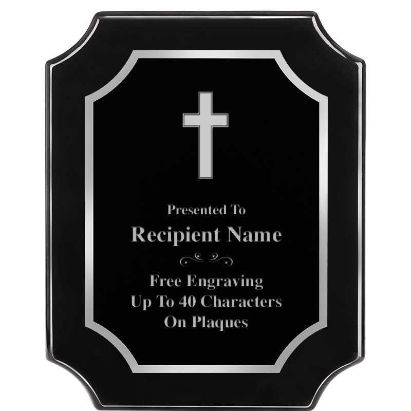 8X10 SCALLOPED EBONY SLV PLQ