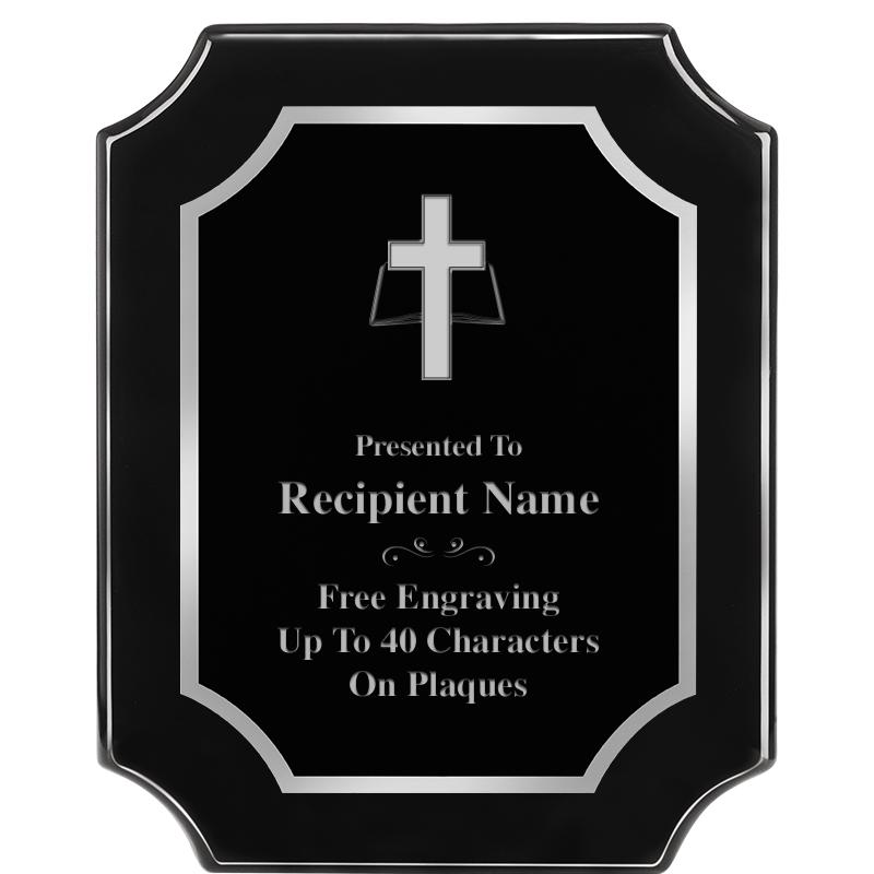 8X10 SCALLOPED EBONY SLV PLQ