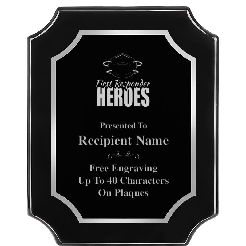 8X10 SCALLOPED EBONY SLV PLQ