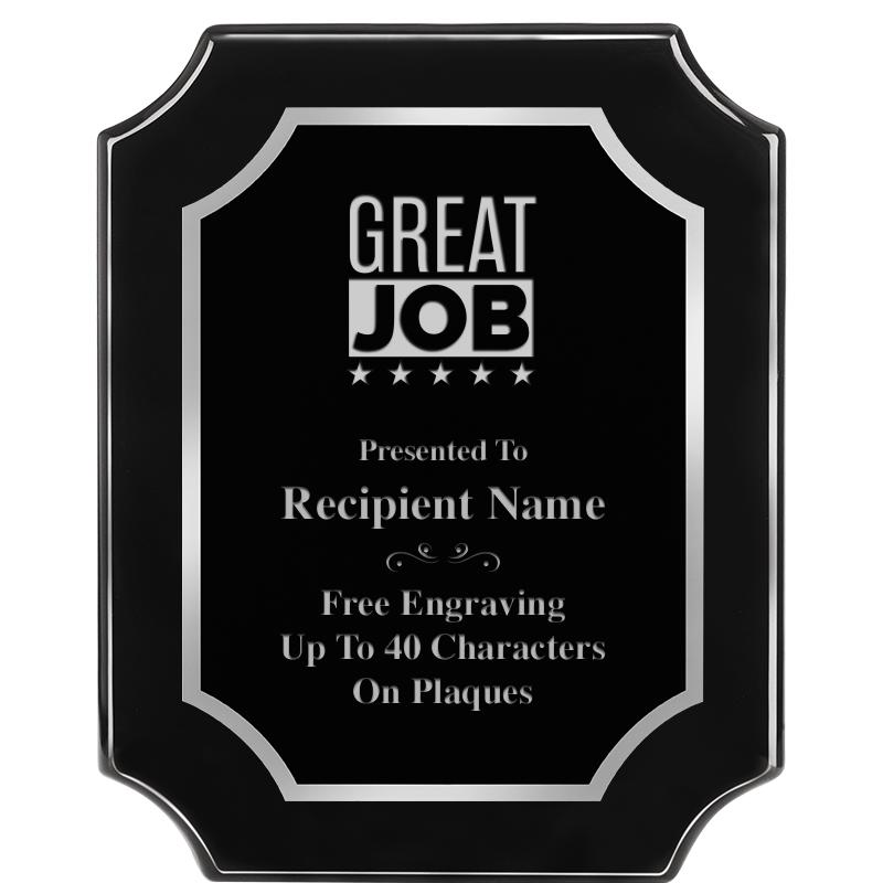 8X10 SCALLOPED EBONY SLV PLQ