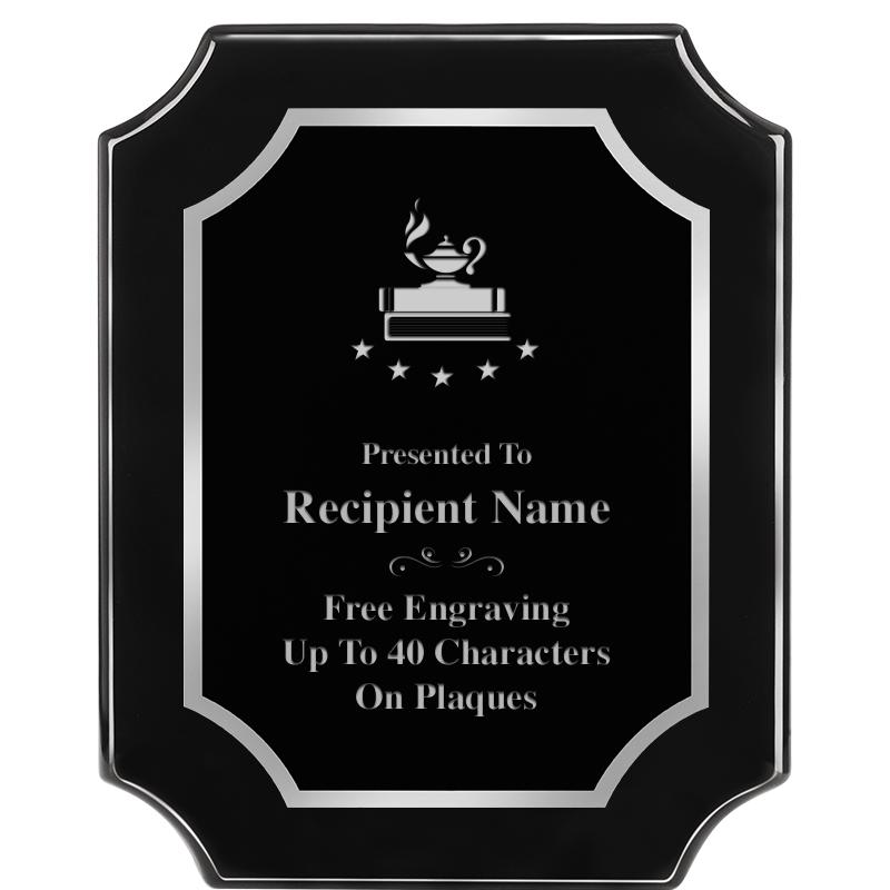 8X10 SCALLOPED EBONY SLV PLQ