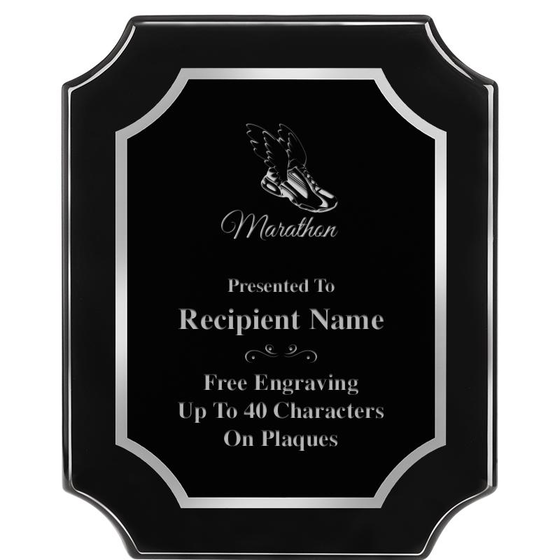 8X10 SCALLOPED EBONY SLV PLQ