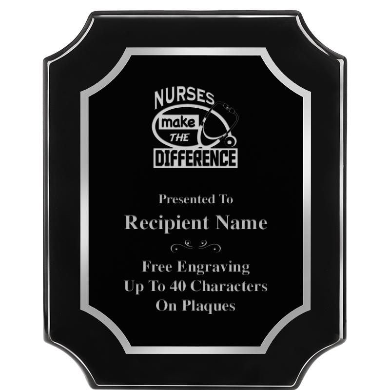 8X10 SCALLOPED EBONY SLV PLQ