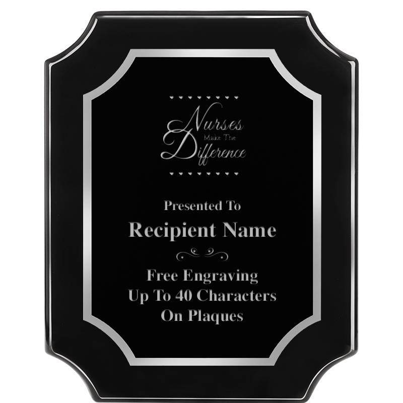 8X10 SCALLOPED EBONY SLV PLQ