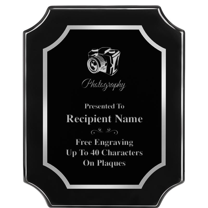 8X10 SCALLOPED EBONY SLV PLQ