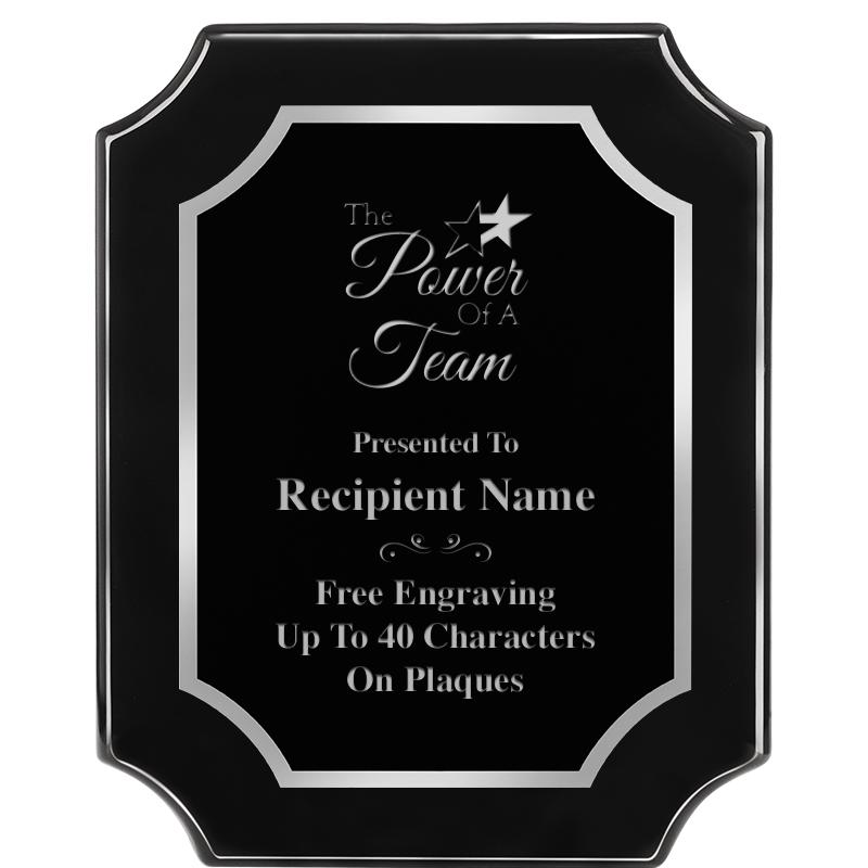 8X10 SCALLOPED EBONY SLV PLQ