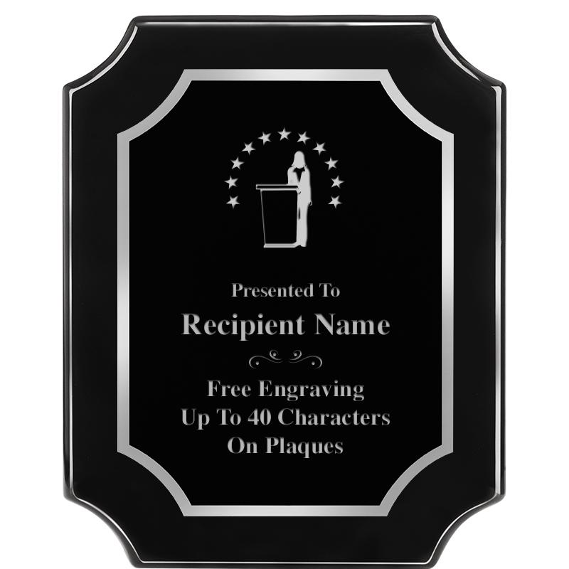 8X10 SCALLOPED EBONY SLV PLQ