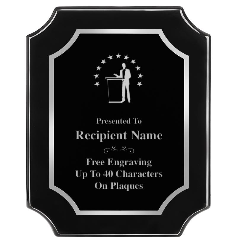 8X10 SCALLOPED EBONY SLV PLQ