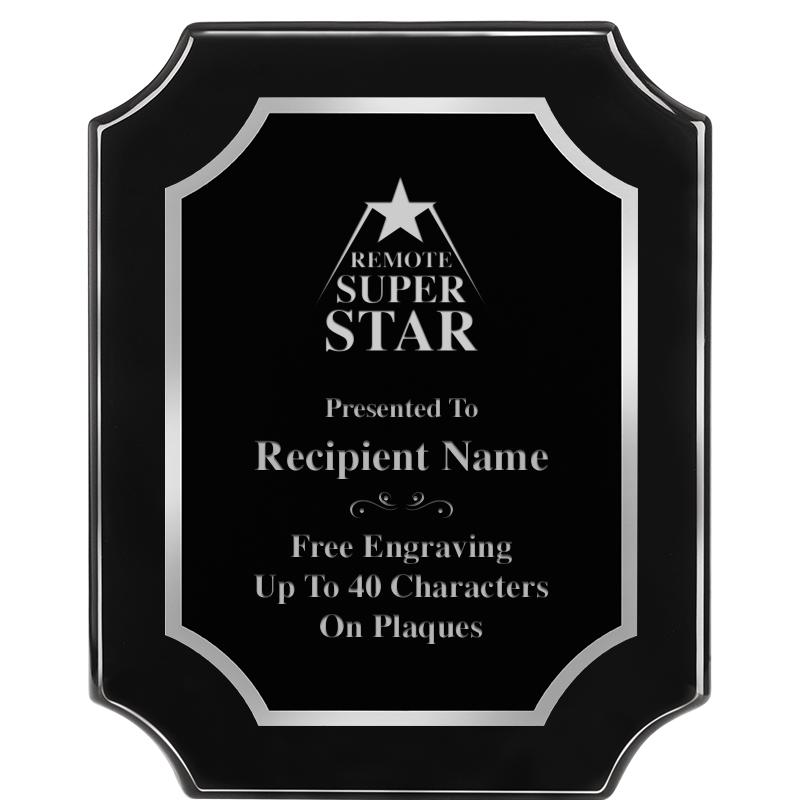 8X10 SCALLOPED EBONY SLV PLQ