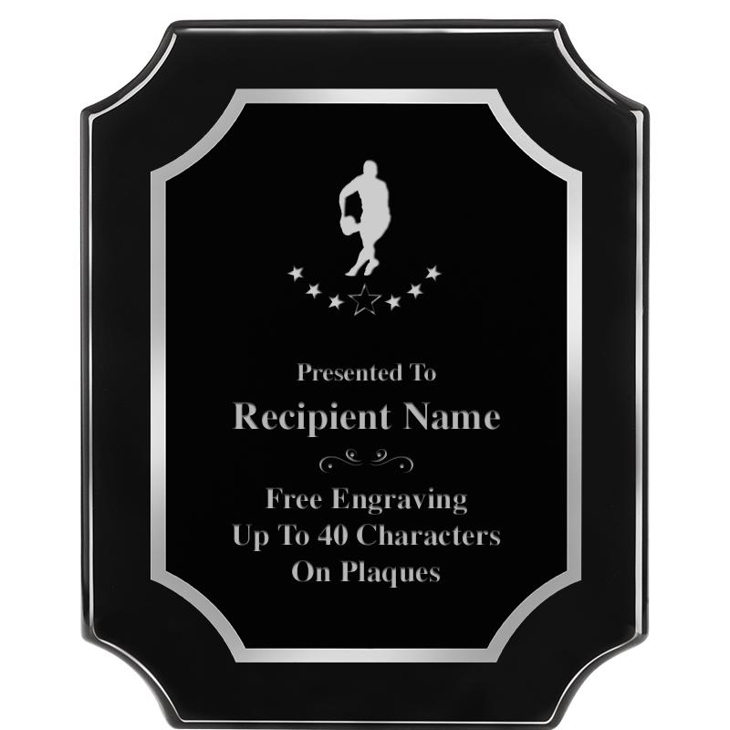 8X10 SCALLOPED EBONY SLV PLQ