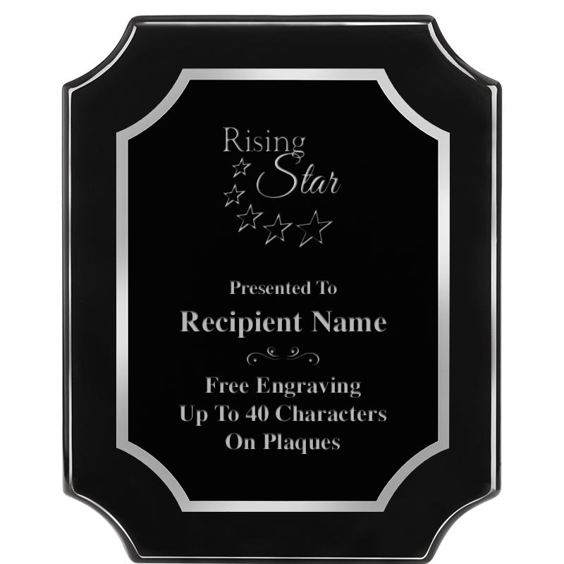 8X10 SCALLOPED EBONY SLV PLQ