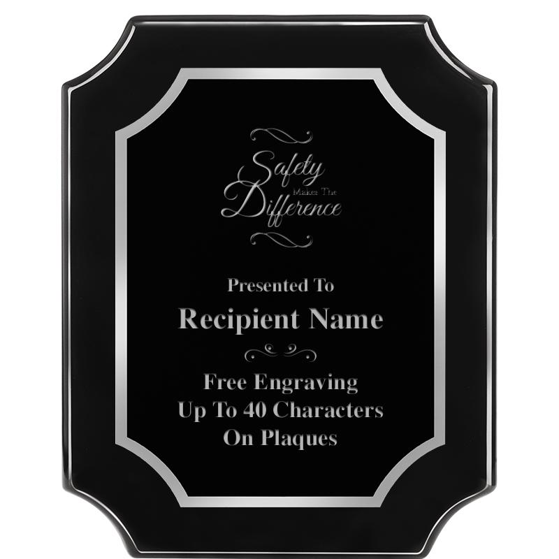 8X10 SCALLOPED EBONY SLV PLQ