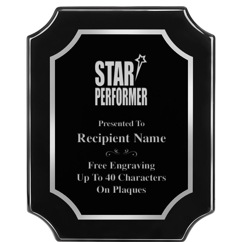 8X10 SCALLOPED EBONY SLV PLQ