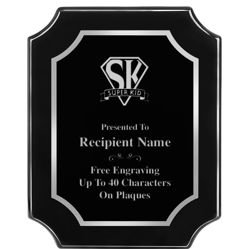 8X10 SCALLOPED EBONY SLV PLQ