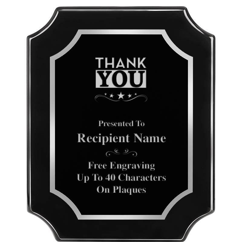 8X10 SCALLOPED EBONY SLV PLQ