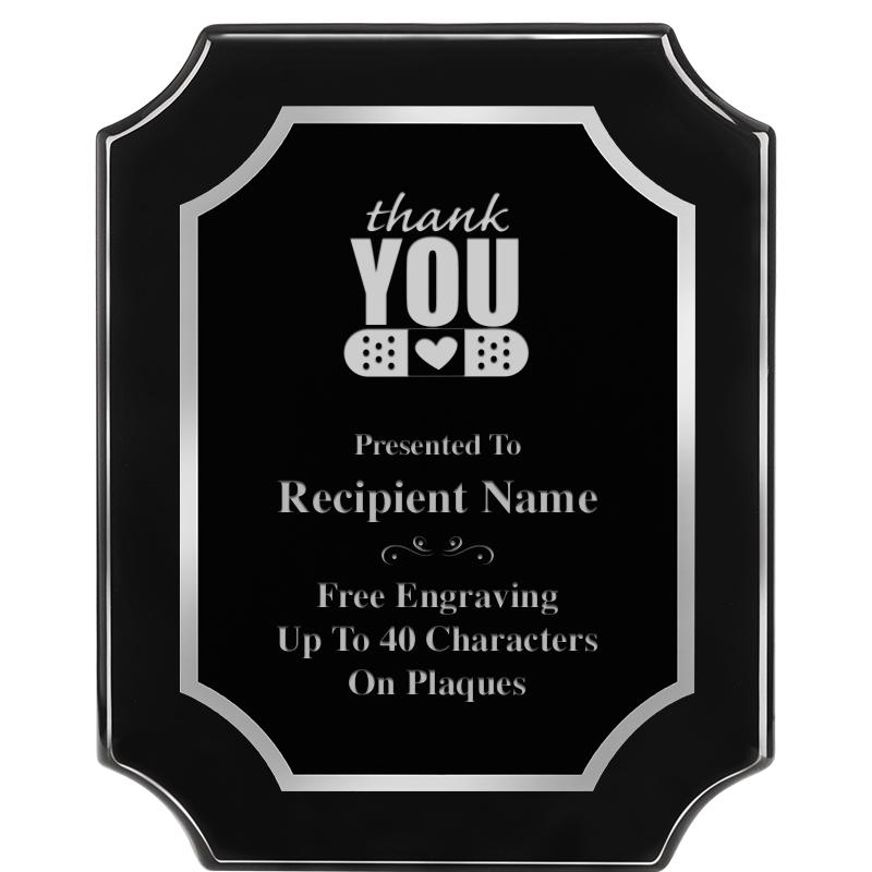 8X10 SCALLOPED EBONY SLV PLQ